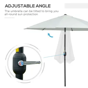 Outsunny 2.7M Patio Umbrella Outdoor Sunshade Canopy w/ Tilt and Crank White