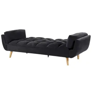 Beliani Retro Sofa Bed ASBY Black Velvet