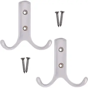 AFIT Chrome  Double Twin Robe Hook Coat Hook Modern - 70mm - Pack of 2