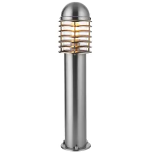 4 PACK Outdoor Post Bollard Light Polished Steel Vandal Proof External Pathway