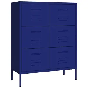 Berkfield Drawer Cabinet Navy Blue 80x35x101.5 cm Steel