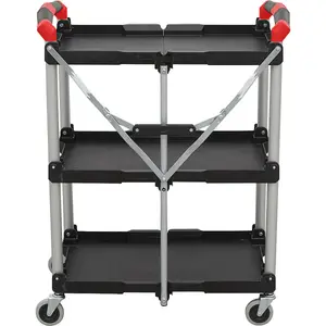 Versatile 3 Level Folding Workshop Trolley with High Capacity and Easy Storage