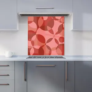 Red Circle Pattern Premium Glass Kitchen Splashback W900mm x H650mm