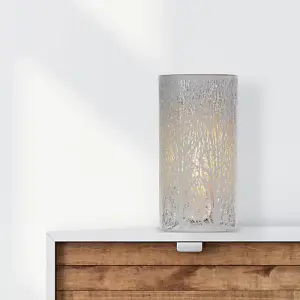 Unique and Beautiful Matt Grey Metal Forest Design Table Lamp with Cable Switch