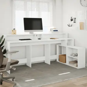 Berkfield Desk with LED Lights White 200x104x91 cm Engineered Wood