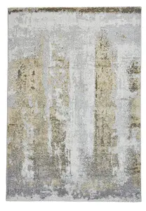 Ivory/Yellow Modern Easy to Clean Abstract Rug For Dining Room-120cm X 170cm