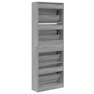 Berkfield Shoe Cabinet Grey Sonoma 60x21x163.5 cm Engineered Wood