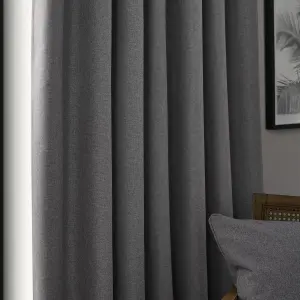 furn. Dawn 100% Blackout Thermal Charcoal Pencil Pleat Curtains, 229 x 183cm