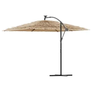 Berkfield Garden Parasol with with LEDs and Steel Pole Brown 290x290x238 cm