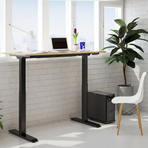 Dellonda Oak Electric Adjustable Standing Desk, 1400 x 700mm Dual Motor 100kg