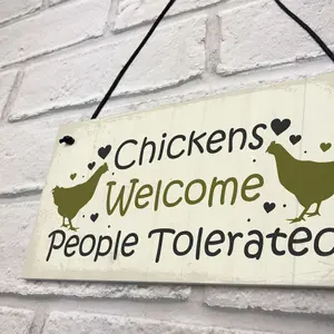 Red Ocean Funny Chicken Sign Hanging Sign Pet Sign Chicken Accessories Garden Plaque Friend Gift