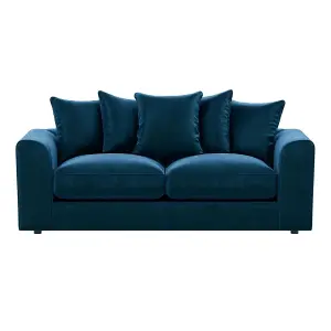 Brooklyn Plush Velvet Fibre Fabric 3 Seater sofa Blue