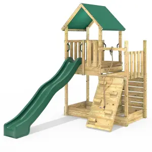 Rebo Modular Wooden Climbing Frame Adventure Playset - M3 plus Ramp