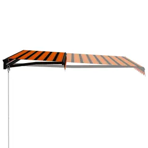 Berkfield Manual Retractable Awning with LED 350x250 cm Orange and Brown