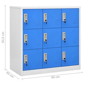 Berkfield Locker Cabinets 2 pcs Light Grey and Blue 90x45x92.5 cm Steel