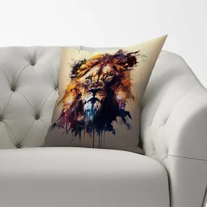 Majestic Lion Face Splashart Cushions 60cm x 60cm