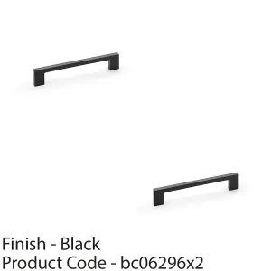 2 PACK - Slim Square Bar Pull Handle - Matt Black - 160mm Centres SOLID BRASS Drawer