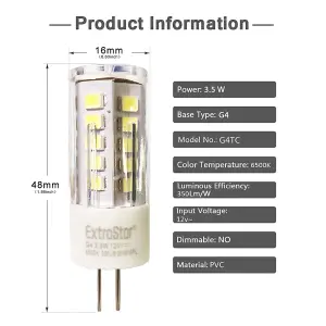 Extrastar 3.5W LED Mini Bulb G4, 6500K (pack of 6)