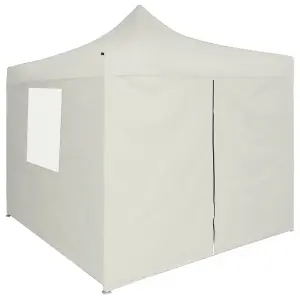 Berkfield Professional Folding Party Tent with 4 Sidewalls 2x2 m Steel Cream