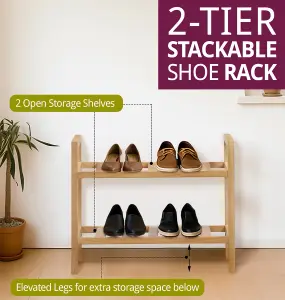 Hallowood Furniture Aston 2 Tier Stackable Shoe Rack