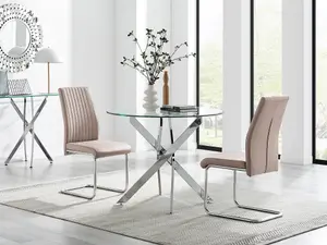 Furniturebox UK Novara Round Dining Table And 2 Cappuccino Lorenzo Chairs Set