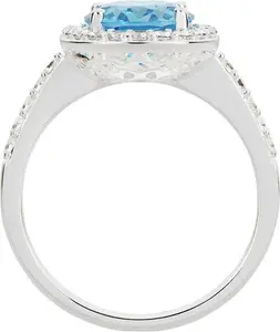 Revere Sterling Silver Cubic Zirconia Solitaire Halo Ring L