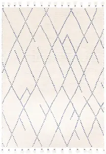 Cream Kilim , Modern , Wool Geometric Easy to Clean Rug for Living Room, Bedroom - 120cm X 170cm