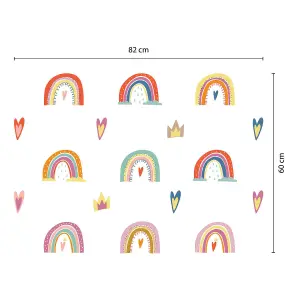 Walplus Colourful Hand-Drawn Rainbows Kids Sticker PVC Multicoloured