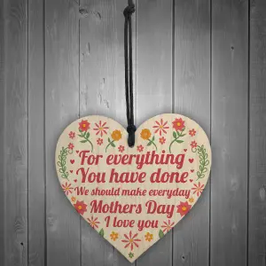 Red Ocean Mum Mothers Day I Love You Handmade Wooden Hanging Heart Sign Mum Gift From Daughter Son Keepsake