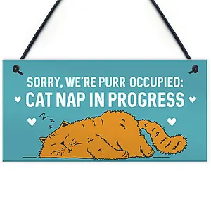 Red Ocean Cat Signs For Home PURR OCCUPIED Hanging Wall Door Sign Funny Cat Sign Funny Cat Gift Pet Gift Birthday Gift