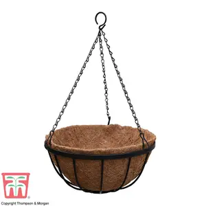 Thompson & Morgan Natural Garden Hanging Baskets & Liners 1 x 30cm Metal Hanging Basket Frame & Coconut Husk Liner