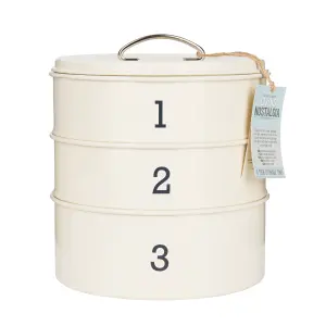 Living Nostalgia Traditonal Style 3 Tier Airtight Cake Tin Set -Antique Cream