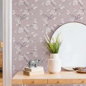 Fresco Apple blossom Pink Smooth Wallpaper Sample