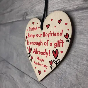 Red Ocean Funny Anniversary Gift For Boyfriend Novelty Wooden Heart Gift For Him Gift From Girlfriend