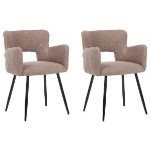 Set of 2 Dining Chairs SANILAC Boucle Brown