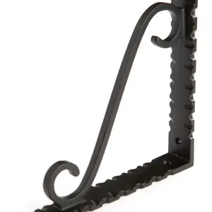 Hammer & Tongs Notched Scroll Iron Shelf Bracket - D105mm - Black - Pack of 2