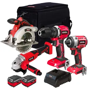 Excel 18V 4 Piece Power Tool Kit with 2 x 4.0Ah Batteries & Charger EXLKIT-16284