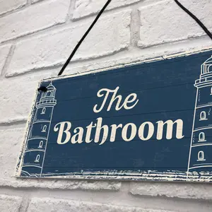 Red Ocean The Bathroom Nautical Theme Bathroom Accessories Sign Shabby Chic Toilet Plaque Home Decor