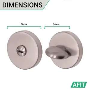 AFIT Round Bathroom Thumbturn & Release Set - Satin Nickel Universal Satin Door Turn and Release Lock for Bathroom/Toilet