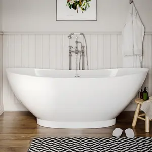 Heritage Oxted Gloss White Acrylic Curved Left or right-handed Double ended Bath (L)1750mm (W)745mm