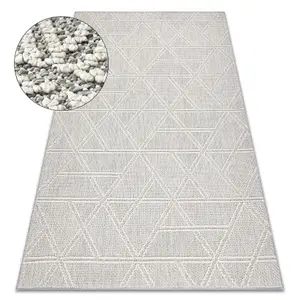 Carpet JERSEY 19241 grey - Rhombuses, geometric structural, loop BOHO  140x190 cm