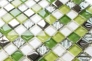 Glass mosaic on mesh for bathroom or kitchen 300mm x 300mm - Green Fashion