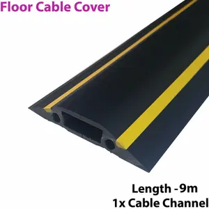 9m x 83mm Heavy Duty Rubber Floor Cable Cover Protector Conduit Tunnel Sleeve