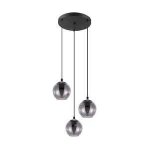 Pendant Ceiling Light Colour Black Shade Black Transparent Glass Vaporized E27 3x40W