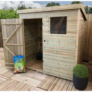 6 x 3 Garden Shed Pressure Treated T&G PENT Wooden Garden Shed - 1 Window + Single Door (6' x 3' / 6ft x 3ft) (6x3)