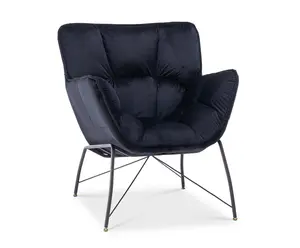 Velvet Black Eliana Accent Chair