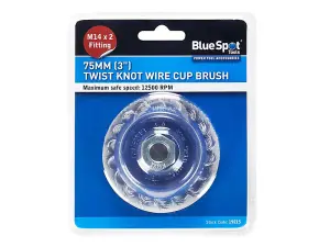 BlueSpot Tools Twist Knot Cup Brush 75mm M14 X 2