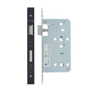 AFIT Matt Black DIN Euro Bathroom Lock - 90mm Case 60mm Backset