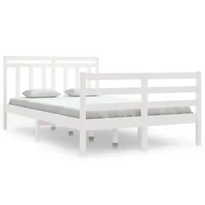 Berkfield Bed Frame White Solid Wood 120x200 cm