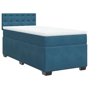 Berkfield Box Spring Bed with Mattress Dark Blue 90x190 cm Velvet